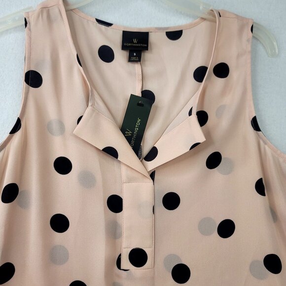 Worthington Women Small Sleeveless Tunic High-Low Rose Smoke Dot Semi-Sheer New - Picture 3 of 11
